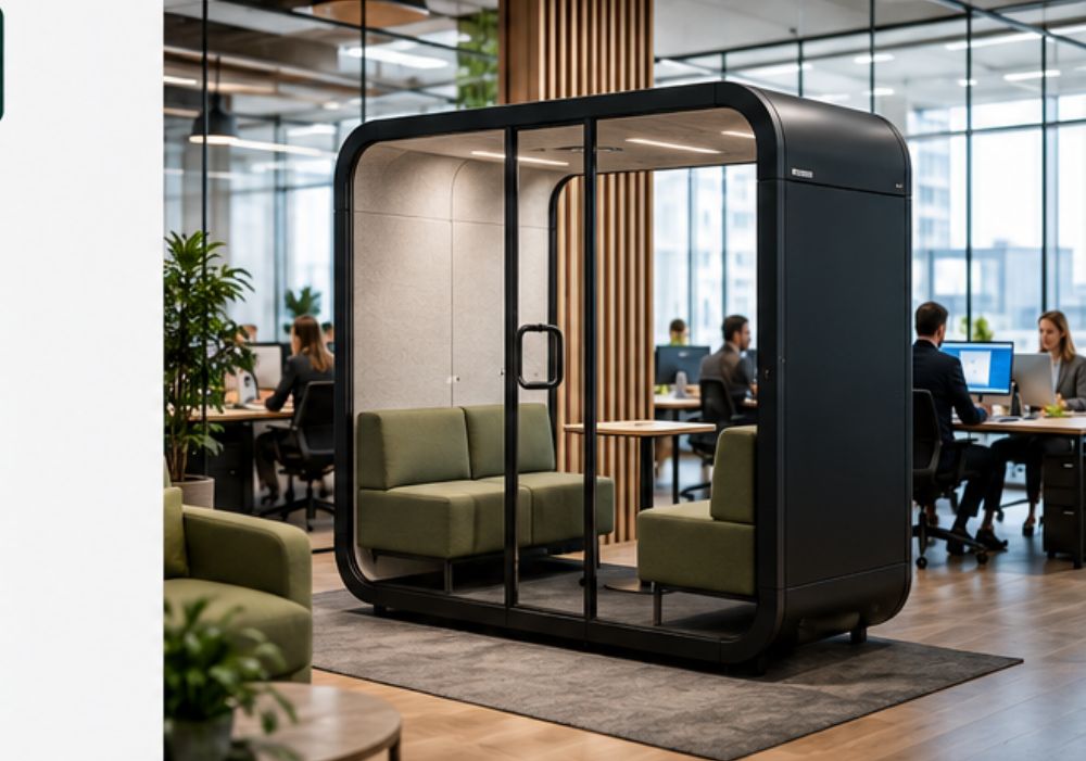 A Framery Four pod in a modern office
