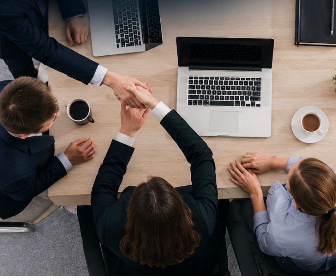 AICON team closing a service agreement